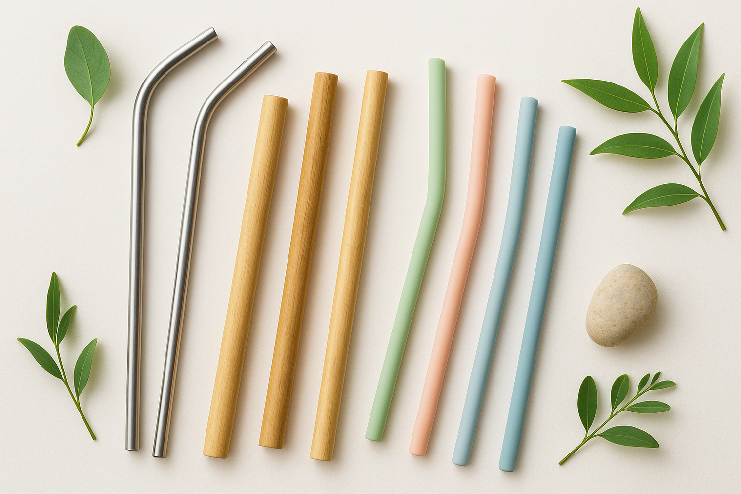 Pailles réutilisables (inox, bambou, silicone)